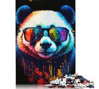 Jigsaw 500 Pieces Art Neon Panda Puzzles Wooden Jigsaw Puzzles for Adults Difficulty Game 500pcs (52x38cm)