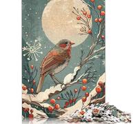 Jigsaw 500 Pieces Art Nouveau Snow Bird in Winter Puzzles Adults Difficulty Jigsaw Puzzles Education Toys Games Family Decoration 500pcs (52x38cm)
