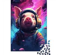 Jigsaw 500 Pieces Artistic Astronaut Pig Jigsaw Puzzles Boys And Girls Puzzle Difficulty Jigsaw Puzzles Education Toys Games Family 500pcs (52x38cm)