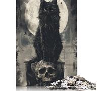 Jigsaw 500 Pieces Black Cats Skull Thrones Jigsaw Puzzles Boys And Girls Puzzle Difficulty Jigsaw Puzzles Education Toys Games Family Decoration 500pcs (52x38cm)