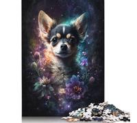 Jigsaw 500 Pieces Chihuahua Flower Puzzles Wooden Jigsaw Puzzles for Adults Difficulty Game 500pcs (52x38cm)