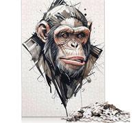 Jigsaw 500 Pieces Chimpanzee Portrait Jigsaw Puzzles Boys And Girls Puzzle Difficulty Jigsaw Puzzles Education Toys Games Family Decoration 500pcs (52x38cm)