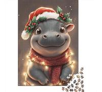 Jigsaw 500 Pieces Christmas Hippo Puzzle Jigsaw Adults Puzzles Jigsaw Education Game Educational Toys Gifts Jigsaw Puzzles 500pcs (52x38cm)