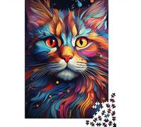 Jigsaw 500 Pieces Colorful Exotic Starry Sky Cat Jigsaw Puzzles Adults Difficulty Jigsaw Puzzles Education Toys Games Family Decoration 500pcs (52x38cm)