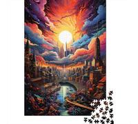 Jigsaw 500 Pieces Colorful Psychedelic Dynamic Cityscape Jigsaw Puzzles Boys And Girls Puzzle Difficulty Jigsaw Puzzles Education Toys Games Family 500pcs (52x38cm)