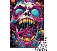 Jigsaw 500 Pieces Colorful Psychedelic Evil Skull Jigsaw Puzzles Boys And Girls Puzzle Difficulty Jigsaw Puzzles Education Toys Games Family 500pcs (52x38cm)