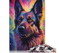 Jigsaw 500 Pieces Colorful Psychedelic German Shepherd Dog9846565 Puzzles Adults Difficulty Jigsaw Puzzles Education Toys Games Family Decoration 500pcs (52x38cm)