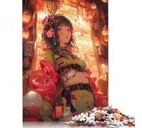 Jigsaw 500 Pieces Combat Anime Girl Puzzles Adults Difficulty Jigsaw Puzzles Education Toys Games Family Decoration 500pcs (52x38cm)