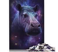 Jigsaw 500 Pieces Galaxy Space Hippo Puzzles Adults Difficulty Jigsaw Puzzles Education Toys Games Family Decoration 500pcs (52x38cm)