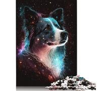 Jigsaw 500 Pieces Galaxy Star Border Collie Puzzles Adults Difficulty Jigsaw Puzzles Education Toys Games Family Decoration 500pcs (52x38cm)