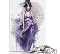Jigsaw 500 Pieces Geisha in Purple Jigsaw Puzzles Adults Difficulty Jigsaw Puzzles Education Toys Games Family Decoration 500pcs (52x38cm)
