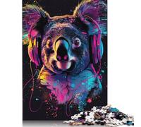 Jigsaw 500 Pieces Koala with Headphones Sunglasses Jigsaw Puzzles Adults Difficulty Jigsaw Puzzles Family Games 500pcs (52x38cm)