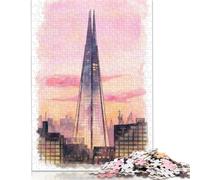 Jigsaw 500 Pieces London Shard Watercolor Jigsaw Puzzles Adults Difficulty Puzzles Jigsaw Education Games Toys Family Decoration 500pcs (52x38cm)