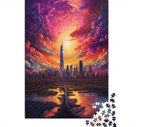 Jigsaw 500 Pieces Psychedelic New York Skyline35 Jigsaw Puzzles Boys And Girls Puzzle Difficulty Jigsaw Puzzles Education Toys Games Family Decoration 500pcs (52x38cm)