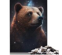 Jigsaw 500 Pieces Space Galaxy Brown Bear Puzzles Adults Difficulty Jigsaw Puzzles Education Toys Games Family Decoration 500pcs (52x38cm)