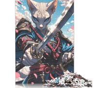 Jigsaw 500 Pieces Sphynx Cat Samurai Puzzles Adults Difficulty Jigsaw Puzzles Education Toys Games Family Decoration 500pcs (52x38cm)