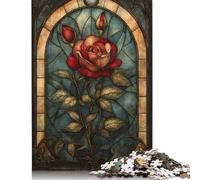 Jigsaw 500 Pieces Stained Glass Rose Jigsaw Puzzles Boys And Girls Puzzle Difficulty Jigsaw Puzzles Education Toys Games Family 500pcs (52x38cm)