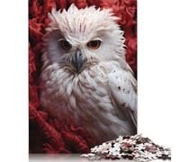 Jigsaw 500 Pieces White Owl in Flowers Jigsaw Puzzles Boys And Girls Puzzle Difficulty Jigsaw Puzzles Education Toys Games Family 500pcs (52x38cm)