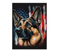 Jigsaw 52x38cm/1000pcs for Teenagerss American Flag German Shepherd Adult Puzzles Brain Teaser Game Stress Reliever Birthday And Unique Gifts 52x38cm/1000pcs