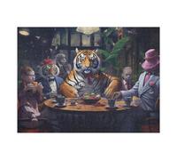 Jigsaw 52x38cm/1000pcs for Teenagerss Animals in Formal Attire Enjoying Tea Party Puzzles for Adults Relaxing Games Analysis And Logic Parent-child Interaction 52x38cm/1000pcs