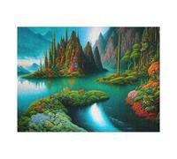 Jigsaw 52x38cm/1000pcs for Teenagerss Enchanted Lagoon with Colorful Islands Jigsaw Relax Games Difficult Challenge Unique Gifts for Birthday And Christmas 52x38cm/1000pcs