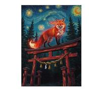 Jigsaw 52x38cm/1000pcs for Teenagerss Fox on Torii Gate Under Starry Night Jigsaws for Adults Hands-on Game Wall Decoration Parent-child Interaction 52x38cm/1000pcs