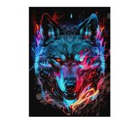 Jigsaw 52x38cm/1000pcs for Teenagerss Neon Wolf Artwork Adult Puzzles Brain Teaser Game Stress Reliever Birthday And Unique Gifts 52x38cm/1000pcs