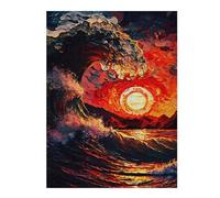 Jigsaw 52x38cm/1000pcs for Teenagerss Ocean Wave Sunset -3 Jigsaws for Adults Relax Games Perfect Decoration Parent-child Interaction 52x38cm/1000pcs