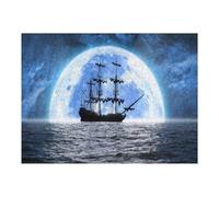 Jigsaw 52x38cm/1000pcs for Teenagerss Pirate Ship Under Full Moon -2 Puzzles for Adults Relaxing Games Analysis And Logic Parent-child Interaction 52x38cm/1000pcs