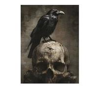 Jigsaw 52x38cm/1000pcs for Teenagerss Raven Sitting On Skull Puzzles for Adults Relax Games Analysis And Logic Difficult And Challenge 52x38cm/1000pcs