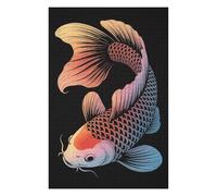 Jigsaw 75x50cm/1000pcs for Adults Elegant Koi Fish Illustration on Black Adult Jigsaw Relaxing Games But Fun And Humorous Unique Birthday And Gifts 75x50cm/1000pcs