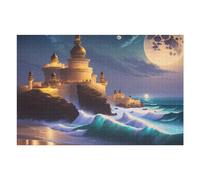 Jigsaw 75x50cm/1000pcs for Teenagerss Enchanted Coastal Palace Under Moonlight Puzzles for Adults Relaxing Games Analysis And Logic Parent-child Interaction 75x50cm/1000pcs