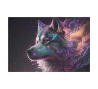 Jigsaw 75x50cm/1000pcs for Teenagerss Galactic Wolf Cosmic Artwork Jigsaw for Adults Brain Teaser Game Analysis And Logic for Is Ideal As A Gift 75x50cm/1000pcs