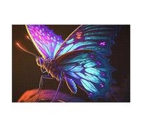 Jigsaw 75x50cm/1000pcs for Teenagerss Glowing Neon Butterfly Artwork-1 Jigsaw Relax Games Difficult Challenge Unique Gifts for Birthday And Christmas 75x50cm/1000pcs