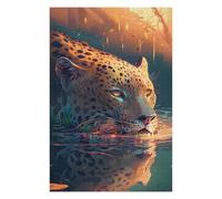 Jigsaw 75x50cm/1000pcs for Teenagerss Leopard Reflection in Water Adult Puzzles Relax Games Home Decoration Unique Gifts for Birthday And Christmas 75x50cm/1000pcs