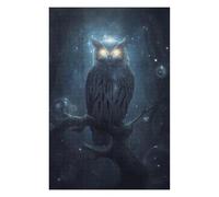 Jigsaw 75x50cm/1000pcs for Teenagerss Mystical Owl Perched on Branch Jigsaws for Adults Hands-on Game Wall Decoration Parent-child Interaction 75x50cm/1000pcs