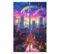 Jigsaw 75x50cm/1000pcs for Teenagerss Rainbow Cityscape with Tower Jigsaw for Adults Brain Teaser Game Analysis And Logic for Is Ideal As A Gift 75x50cm/1000pcs