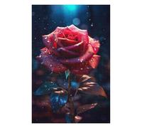 Jigsaw 75x50cm/1000pcs for Teenagerss Rainy Red Rose Flower Puzzles for Adults Relax Games Analysis And Logic Difficult And Challenge 75x50cm/1000pcs