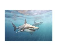 Jigsaw 75x50cm/1000pcs for Teenagerss Sharks Swimming in Blue Ocean Jigsaw Relax Games Difficult Challenge Unique Gifts for Birthday And Christmas 75x50cm/1000pcs