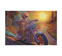 Jigsaw 75x50cm/1000pcs for Teenagerss Skeleton Rider OnRoad Jigsaw Relax Games Difficult Challenge Unique Gifts for Birthday And Christmas 75x50cm/1000pcs