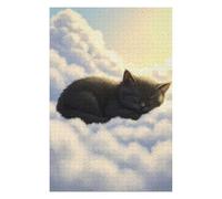 Jigsaw 75x50cm/1000pcs for Teenagerss Sleeping Kitten on Clouds Jigsaws for Adults Hands-on Game Wall Decoration Parent-child Interaction 75x50cm/1000pcs