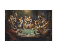 Jigsaw 75x50cm/1000pcs for Teenagerss Wild Creatures Engage in High-Stakes Poker Night Puzzles for Adults Relaxing Games Analysis And Logic Parent-child Interaction 75x50cm/1000pcs