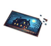Jigsaw A Cozy Cottage Under A Full Moonlit Sky Picture Puzzle 4 Year Old Boy Gift 4 Year Old Boy Gift(300PCS)