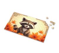 Jigsaw A Cute Raccoon Surrounded By Autumn Leaves. Picture Puzzle Spot It Game For Kids Games For Kids 8-12(1000PCS)