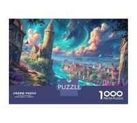 Jigsaw A Riverside Town Under The Starry Sky Gift Puzzle - 1000 Pieces: Fun Challenge Adults, Educational Game Home Decor 52x38cm/1000pcs