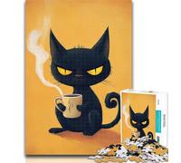 Jigsaw Abstract Art Black Cat Puzzles for Adults And Teenagers,Challenging Difficult with Fully Interlocking Randomly Shaped Pieces 26x38cm