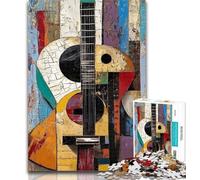 Jigsaw Abstract Guitar 1000 Piece Jigsaw Puzzle for Adults Teens,Challenging Game And Family Play Parent-child Interaction 50x75cm
