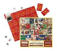 Jigsaw Advent Calendar - 24 Puzzle Boxes with Santa Claus Scene, Christmas Gifts for Women, Men & Kids(A)