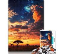 Jigsaw African Grassland Sunset 1000 Piece Jigsaw Puzzles for Adults,Toys Educational Games Stress Relieving Unique Home Decor And Gifts 75x50cm