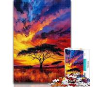 Jigsaw African Grassland Sunset 1000 Piece Jigsaw Puzzles for Teenagers,for Age 14+ Impossible Game Best Gift for Adults And Teenagers 26x38cm